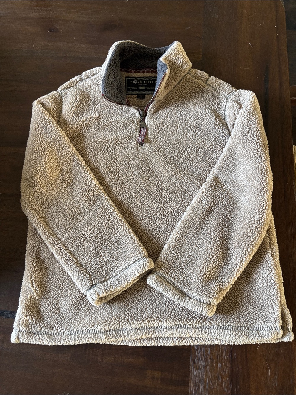 True Grit children’s Medium Cream Sherpa Quarter-Zip Pullover